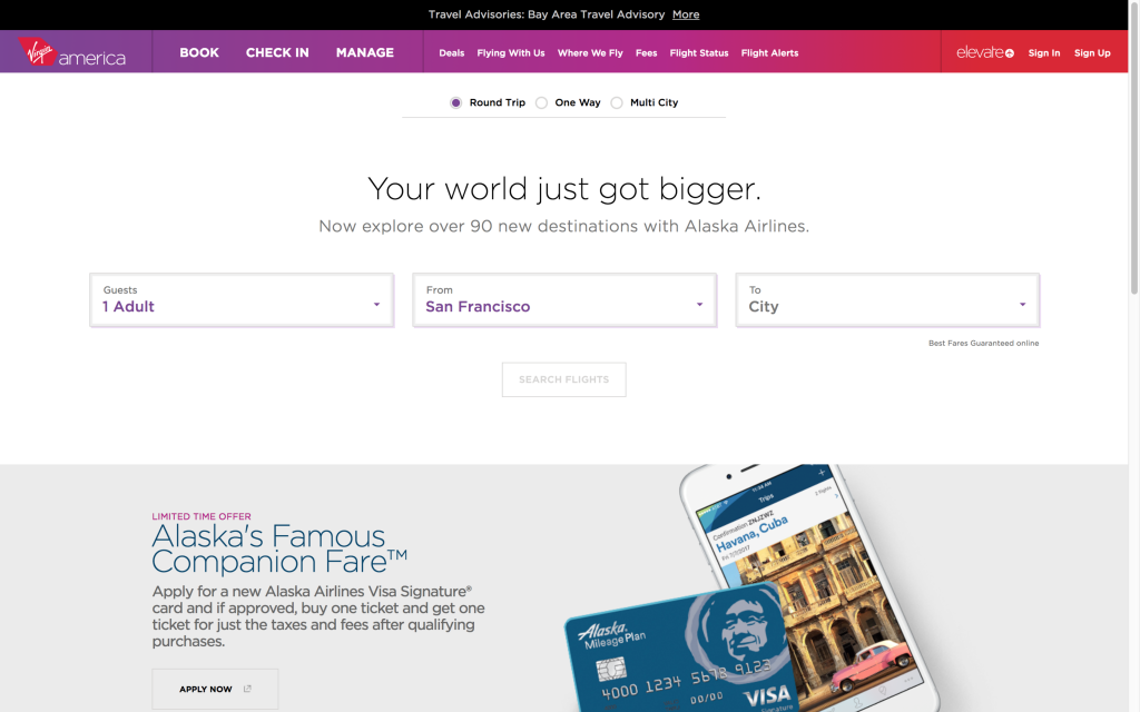 Microinteraction example from Virgin America
