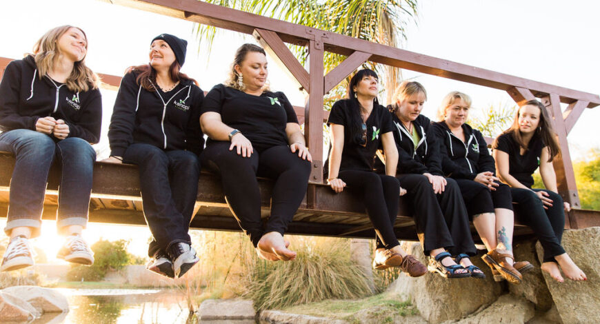 Kanopians sitting on a bridge