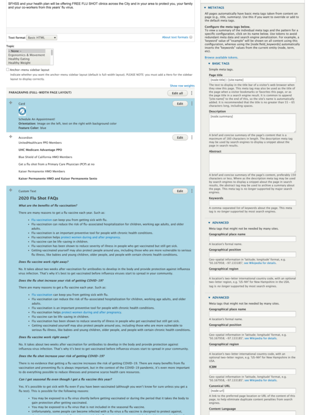 Meta tag functionality for SFHSS