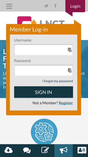 member log-in form for LNCT