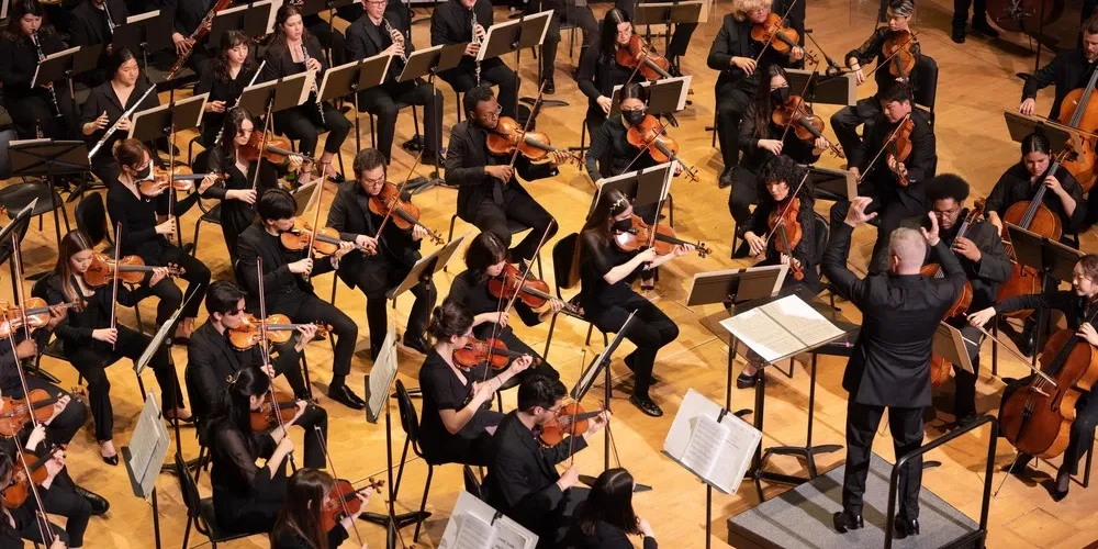 An orchestra as seen from above