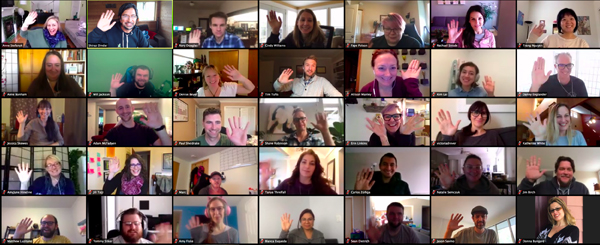 The Kanopi staff on a Zoom video chat. 