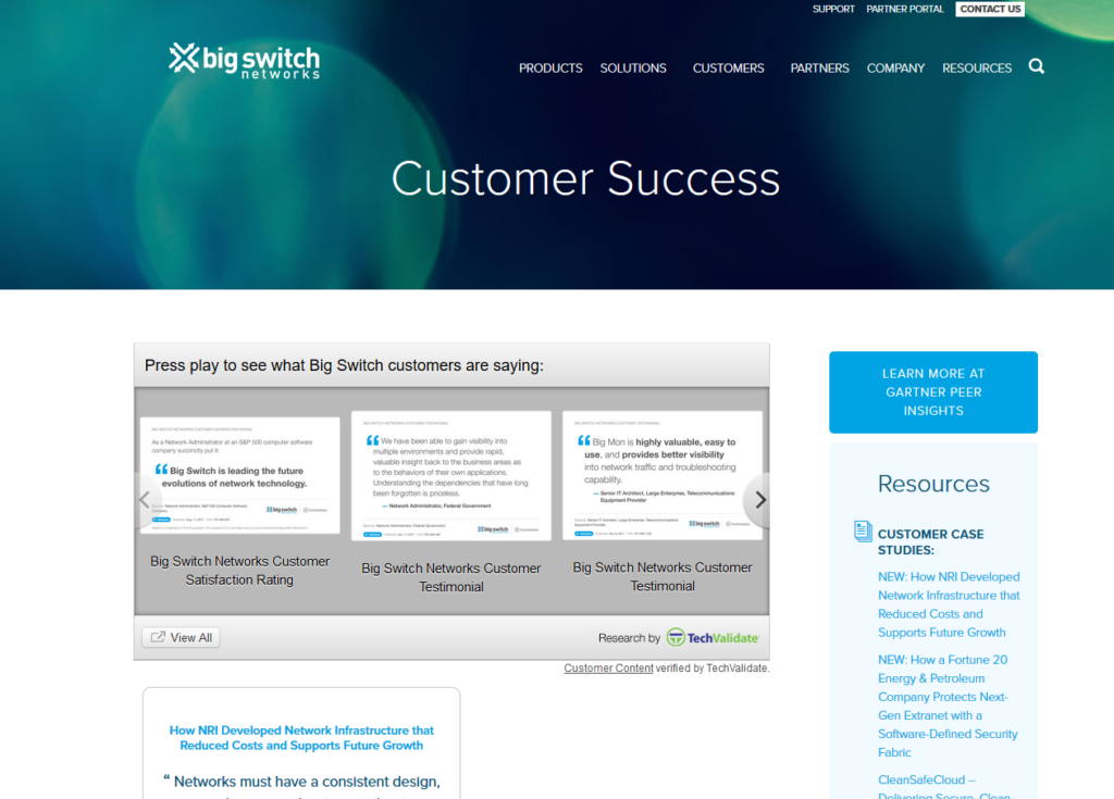 The Big Switch Customer Success page before Kanopi's redesign.