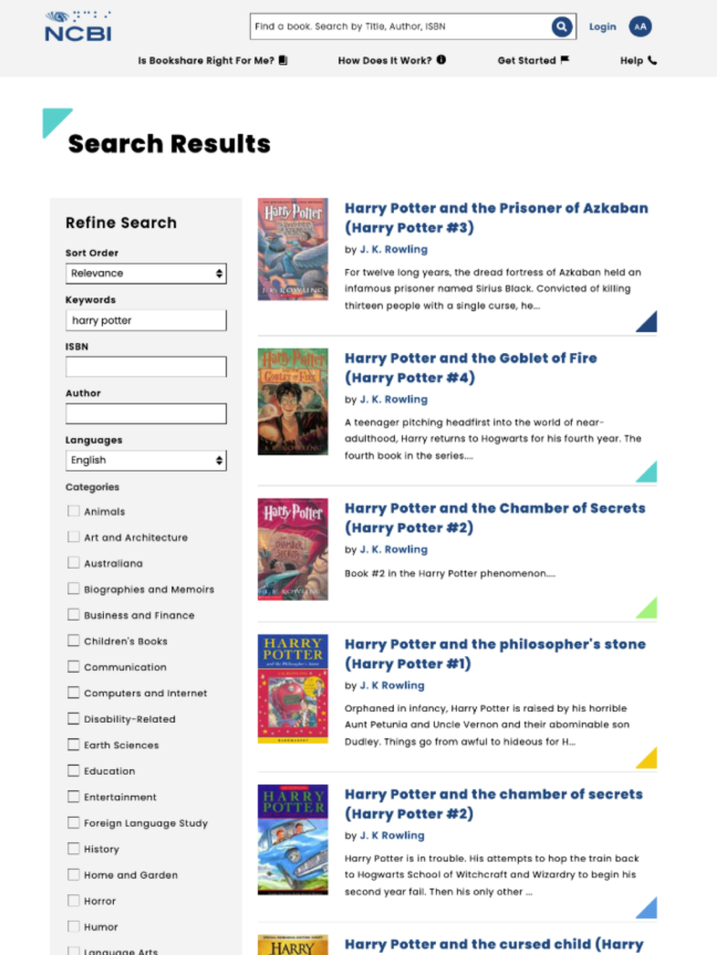 NCBI Search results view