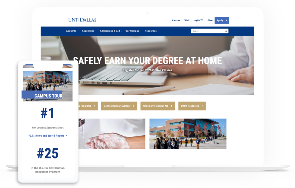 UNT Dallas on laptop and mobile device