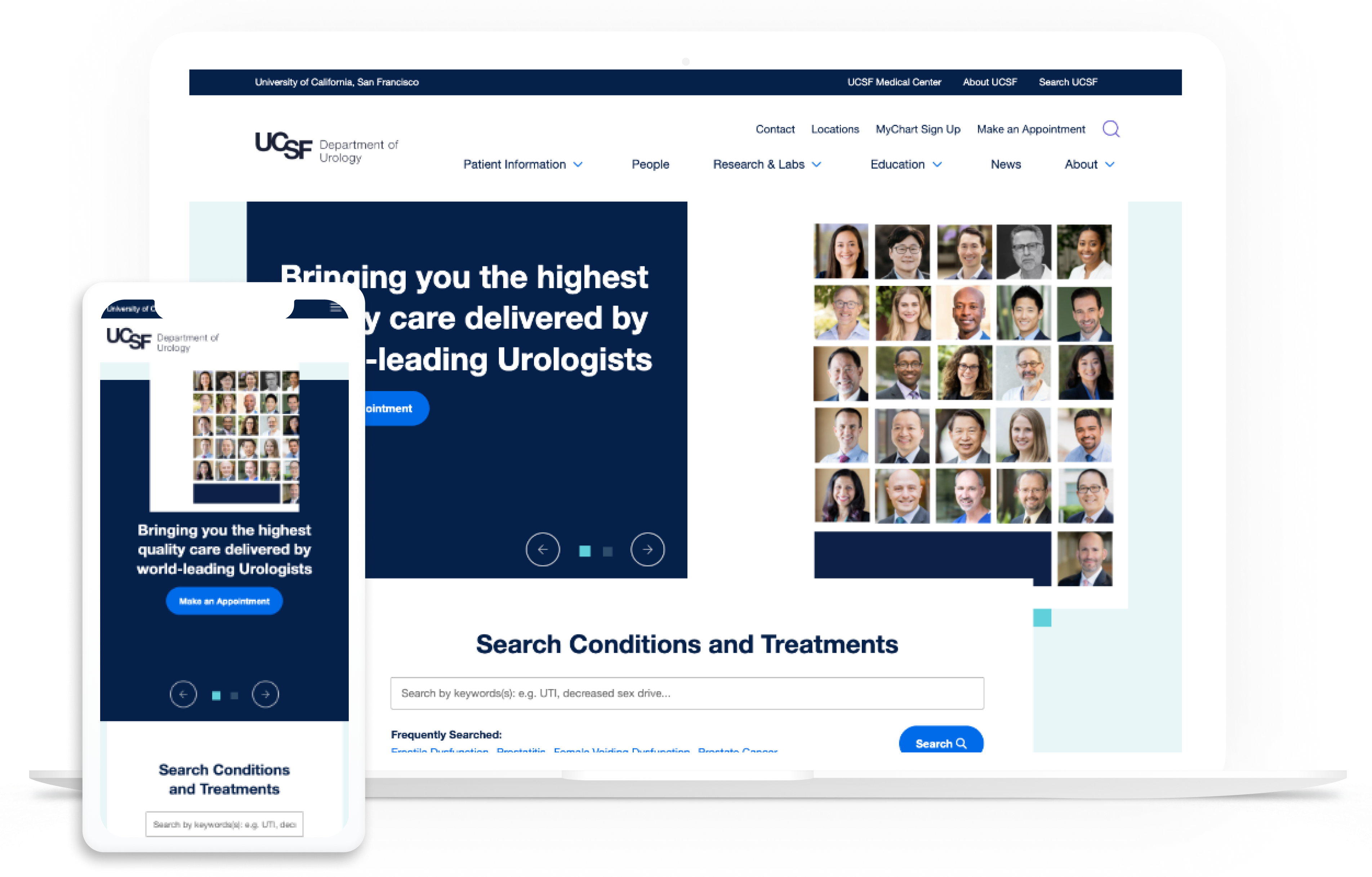 UCSF Urology site on multiple devices
