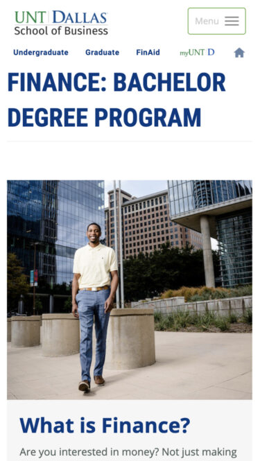 Program Page for UNT Finance