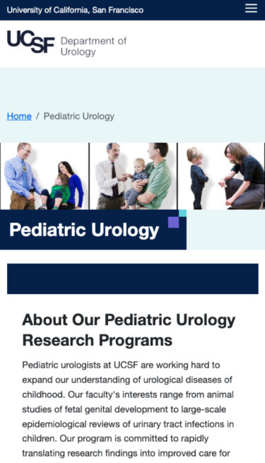 Mobile version of the UCSF Urology pediatric page