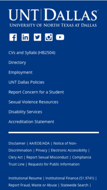 Footer for UNT Dallas