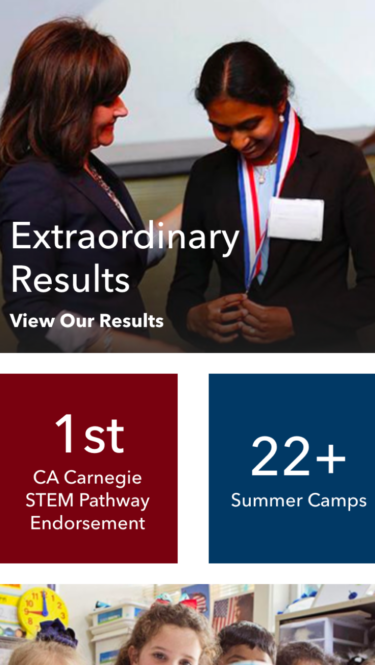 Stratford Schools homepage on mobile