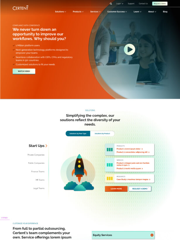 Certent home page design