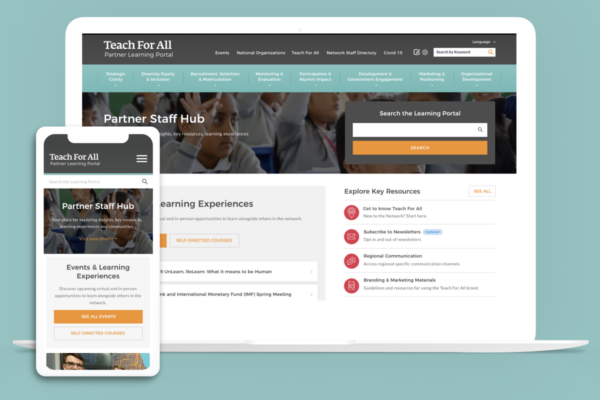 Teach For All on desktop and mobile