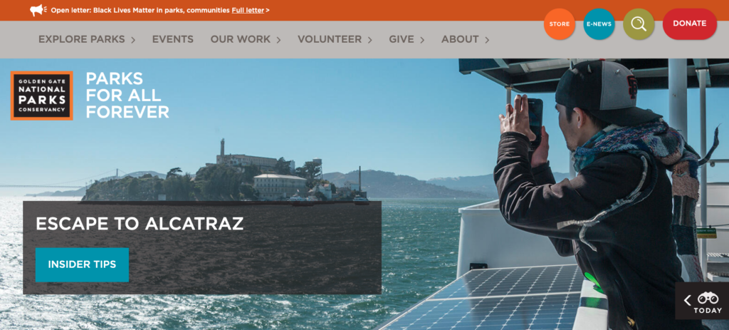 Golden Gate Parks Conservancy website is one of our best nonprofit websites.