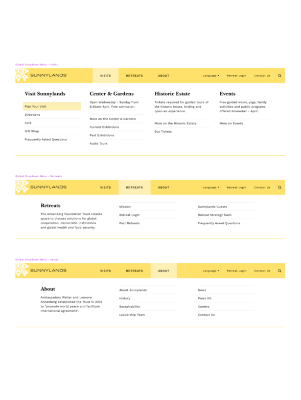 Sunnylands navigation rework