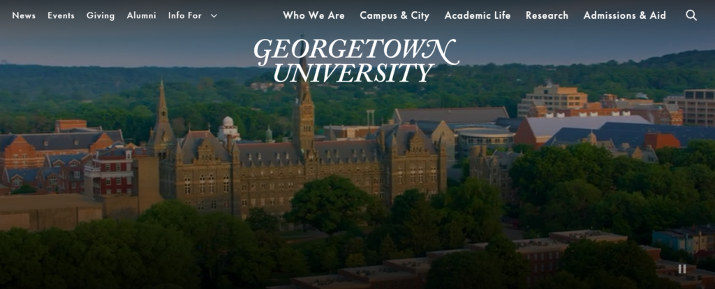 Georgetown made the list of best college websites for its effective homepage video and student perspectives.