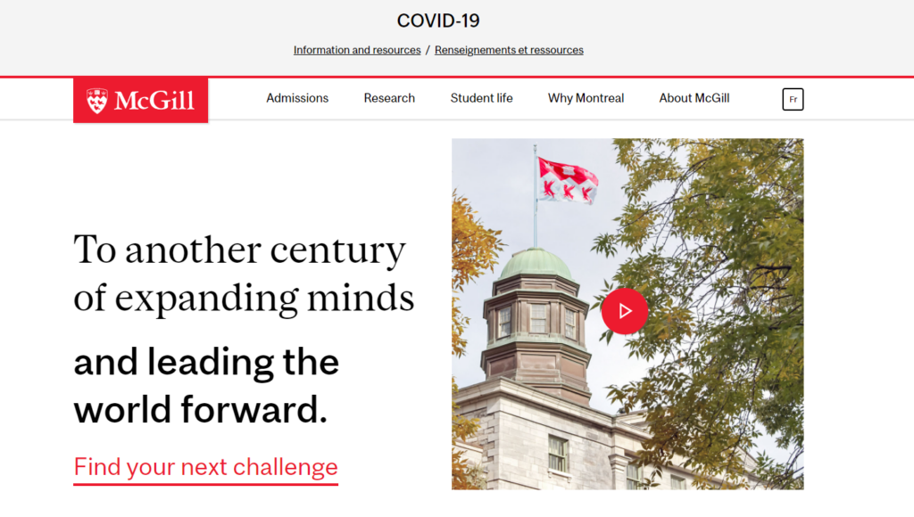 McGill is one of the best college websites for design.