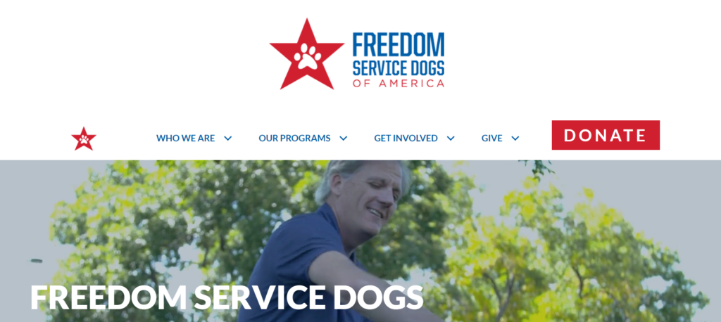 Freedom Service Dogs is another top nonprofit website. 
