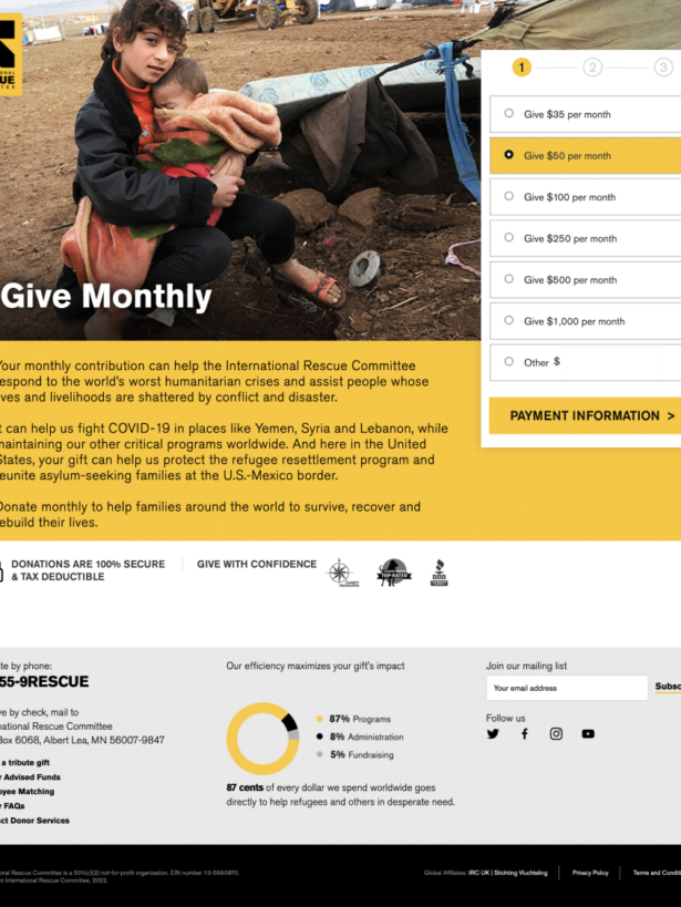 IRC Donation Landing Page