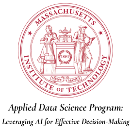 MIT Massachusetts Institute of Technology badge for Applied Data Science Program: Leveraging AI for Effective Decision-Making