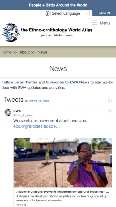 EWA mobile: twitter feed
