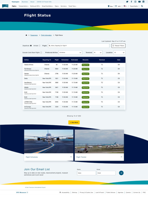 SWA website flight status page