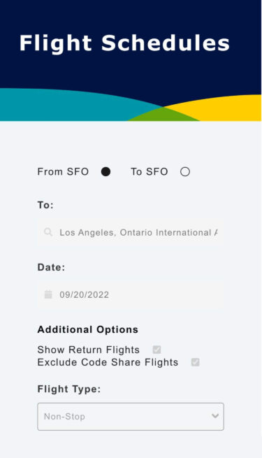 Easy to use form for searching flight schedules