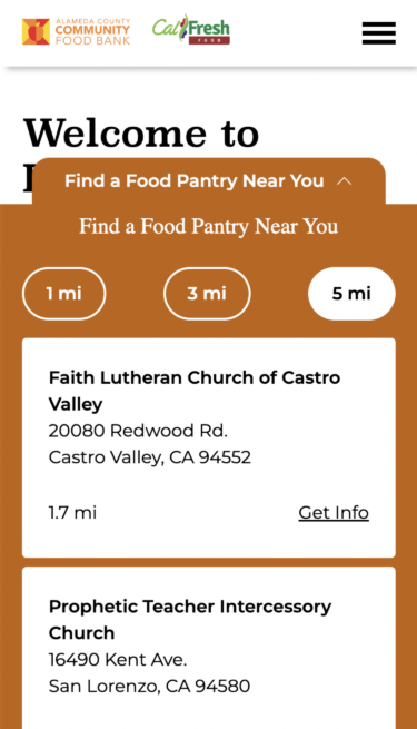 ACCFB Mobile: Location finder widget