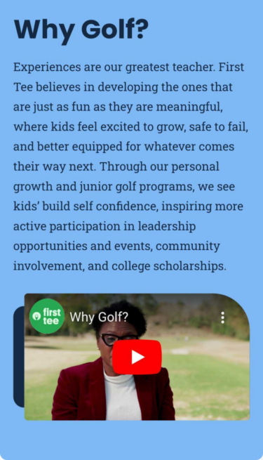 First Tee Programs on mobile