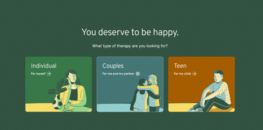 This screenshot illustrates BetterHelp’s user-friendly healthcare website design.