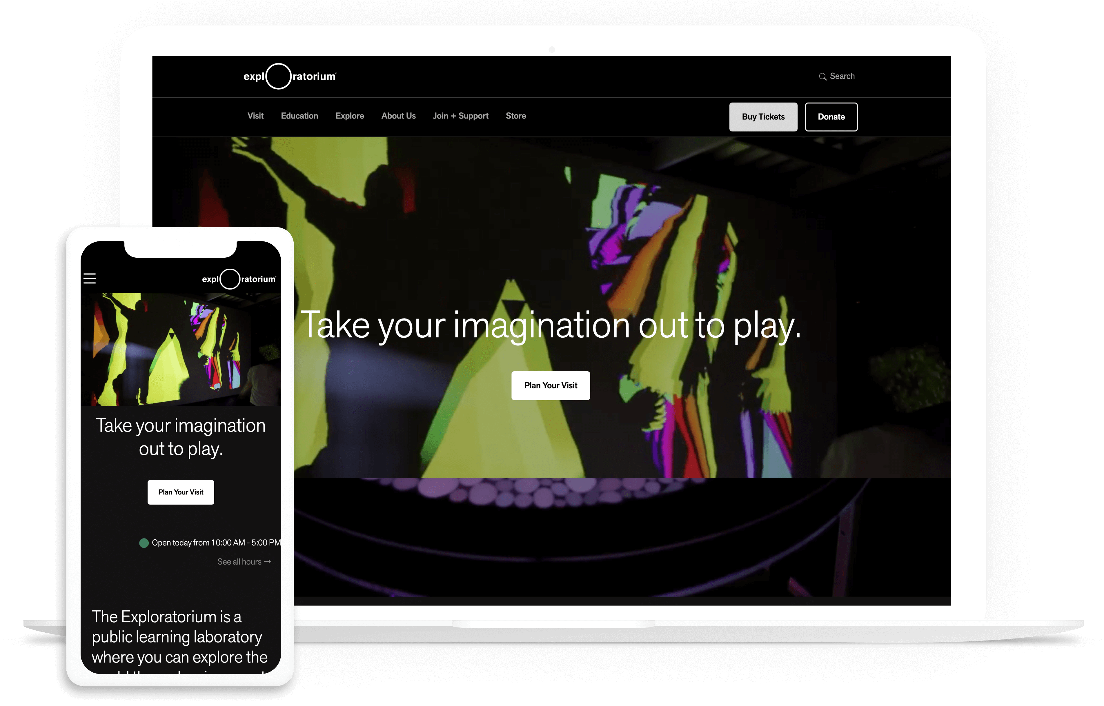 Exploratorium website on multiple devices