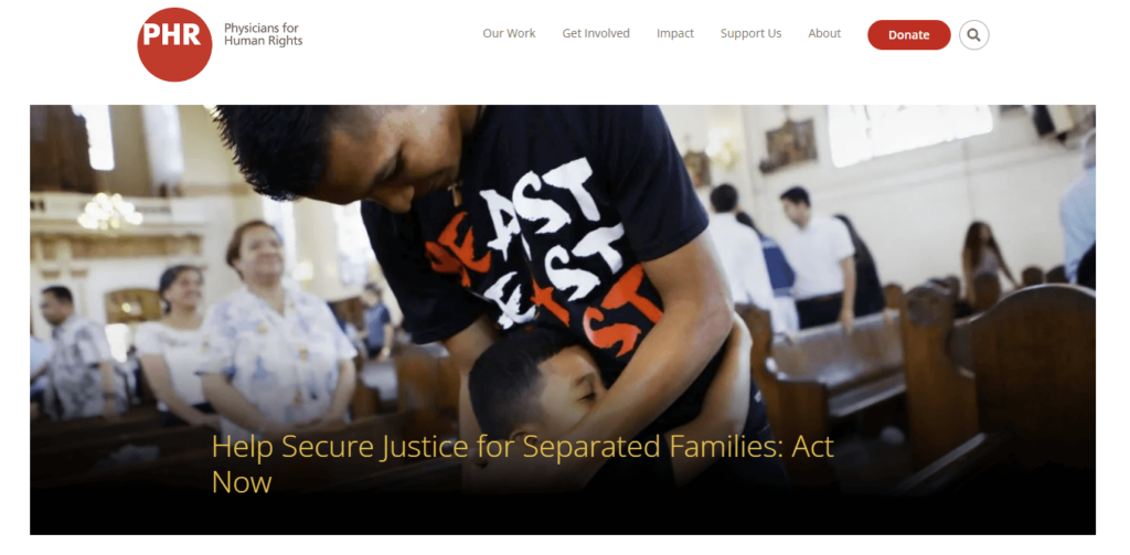 Screenshot of the Physicians for Human Rights homepage