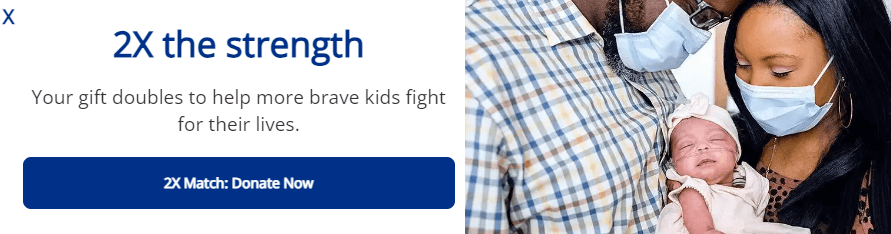 A donation match CTA on the Boston Children’s Hospital website