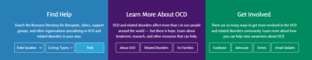 CTAs on the International OCD Foundation homepage