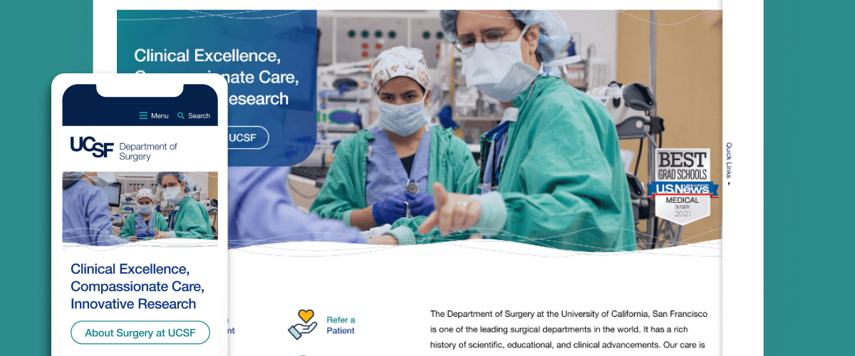 UCSF Department of Surgery website on multiple devices