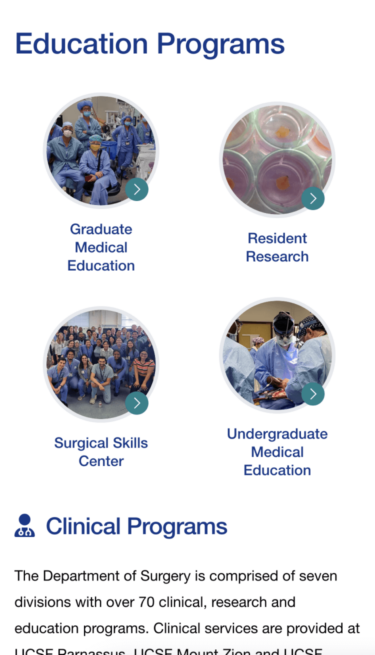 UCSF Dept of Surgery on mobile: Education Programs