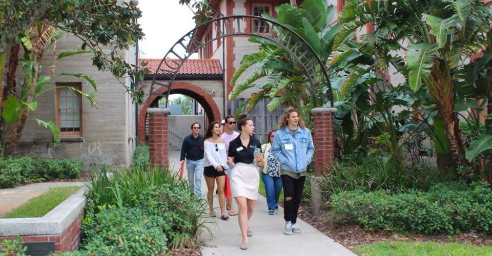Prospective students taking a tour of Flagler College
