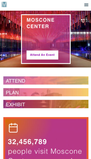 Moscone home page on mobile