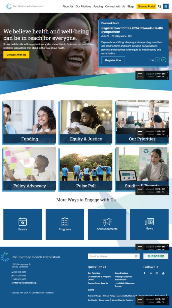 Colorado Health Foundation's Homepage after Knaopi's upgrades