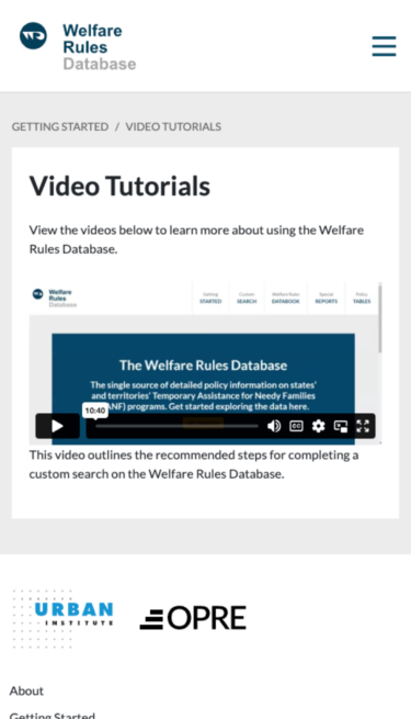 Urban institute on mobile: video tutorials