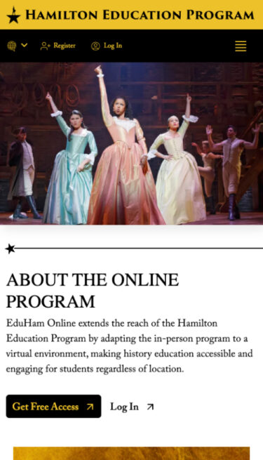 Hamilton mobile view of the online program