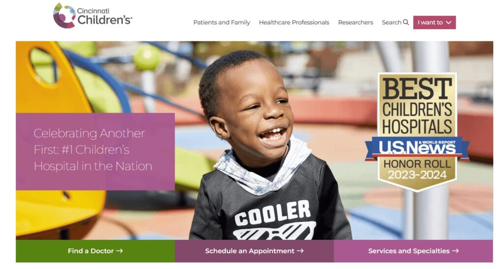 Cincinnati Children’s Hospital homepage