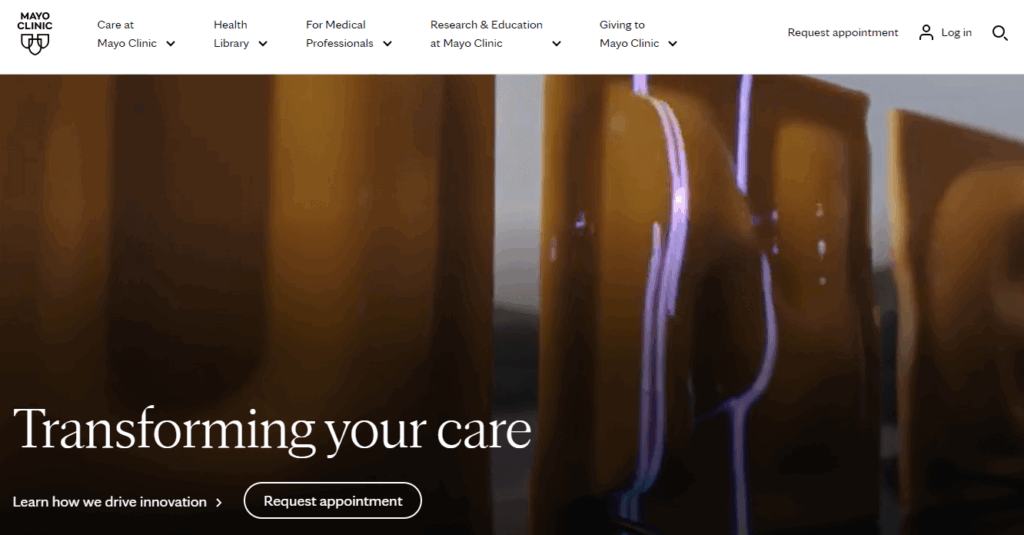 The Mayo Clinic homepage