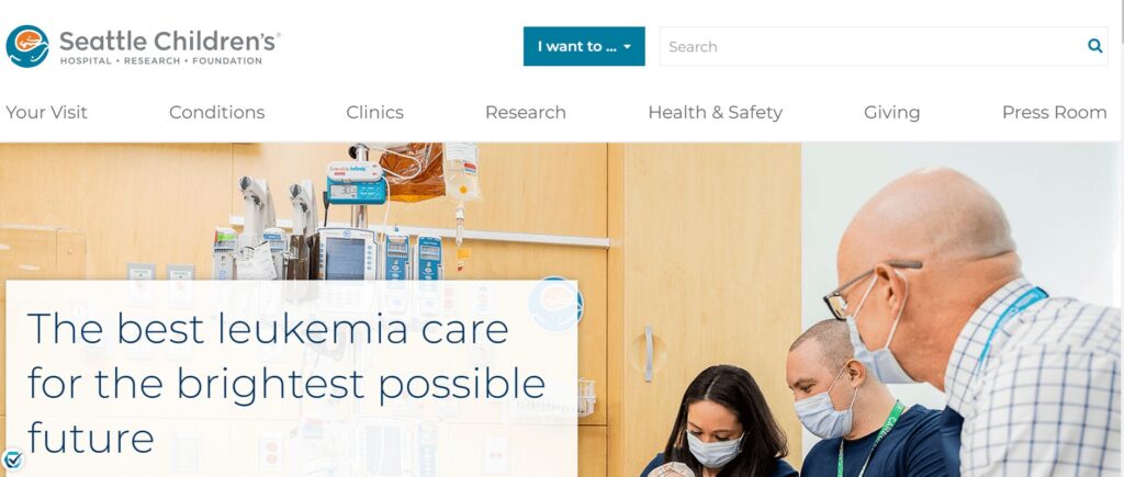 Homepage of the Seattle Children’s Hospital website