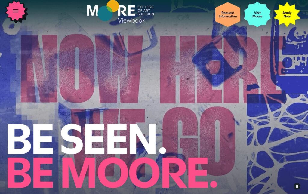 Homepage for the Moore College of Art & Design Viewbook