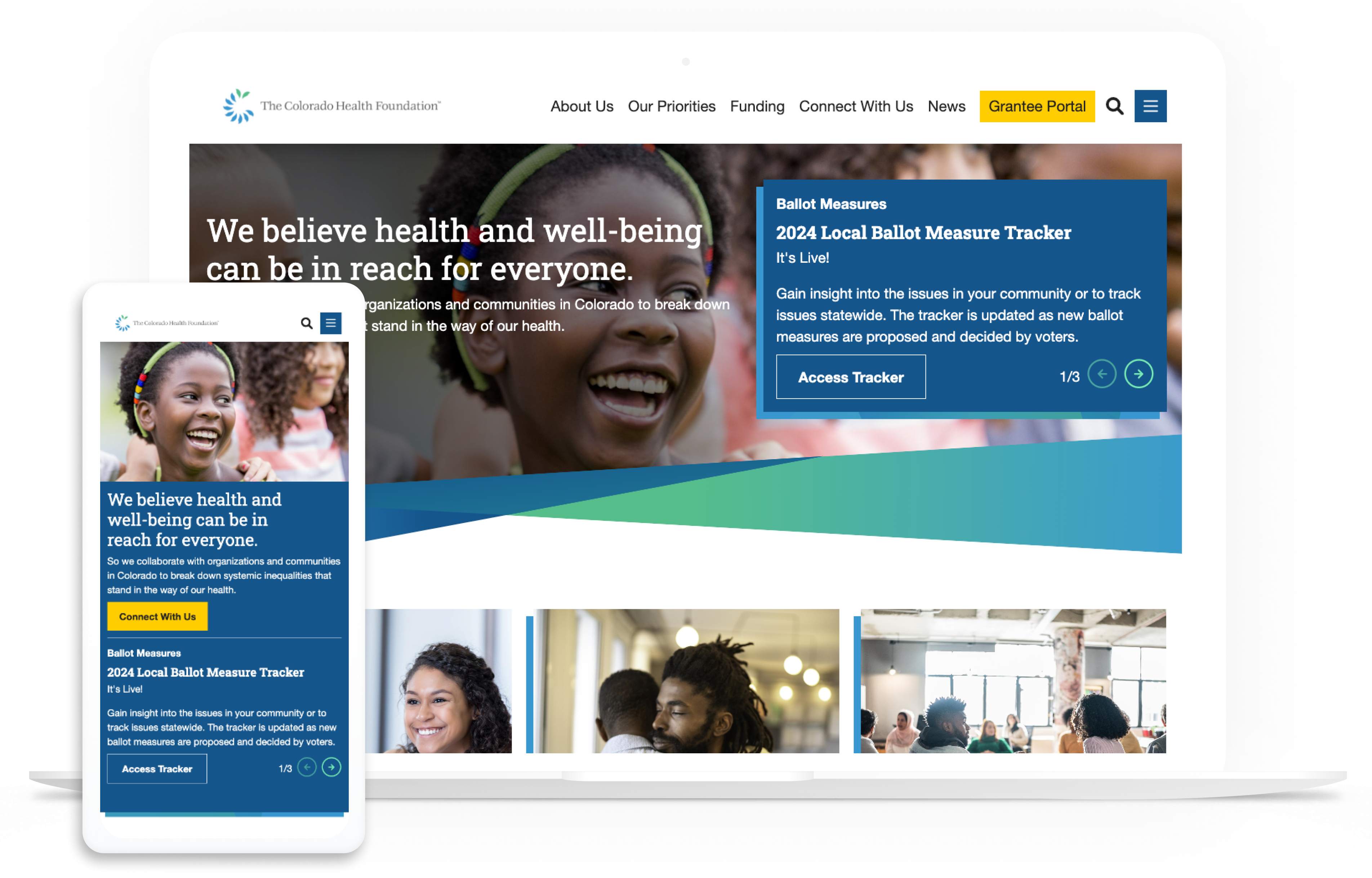 Colorado Health Foundation homepage on multiple devices