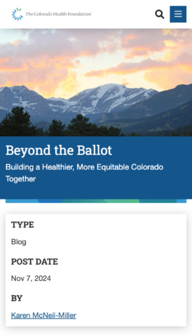 Colorado Health mobile page on News