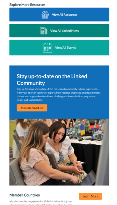 Linked site on mobile: home page