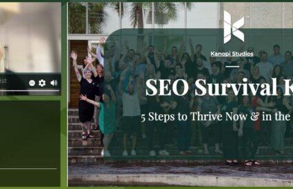 Lauren Chervinski in her webinar next to the title slide of her presentation