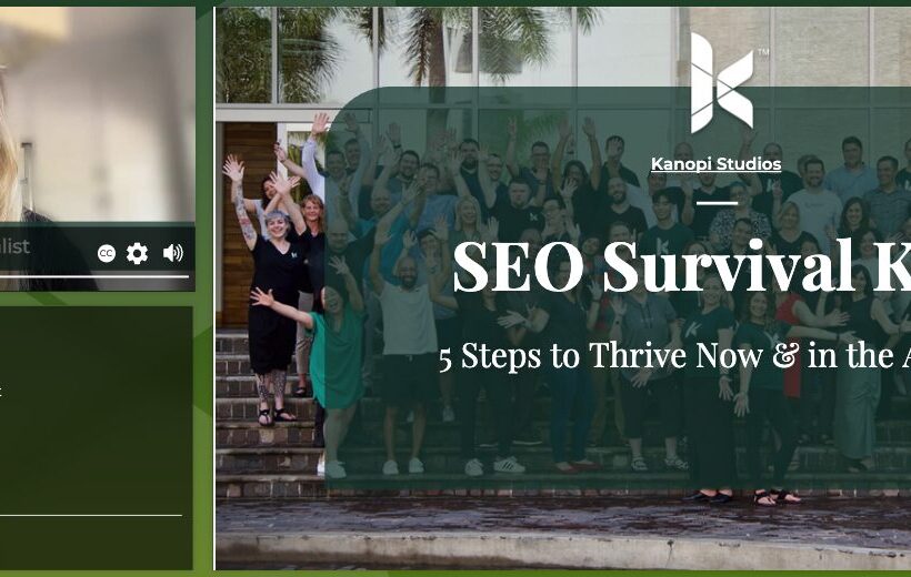 Lauren Chervinski in her webinar next to the title slide of her presentation