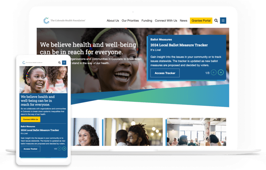 The desktop and mobile versions of the Colorado Health Foundation website